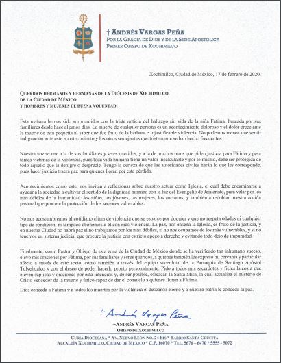 Indignación, obispo Vargas Indignación, obispo Vargas