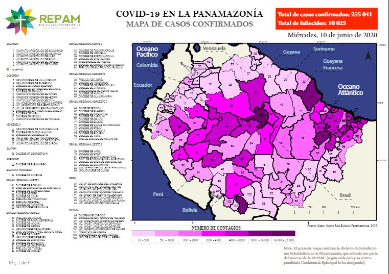 Mapa de la Amazonía y contagios COVID Mapa de la Amazonía y contagios COVID