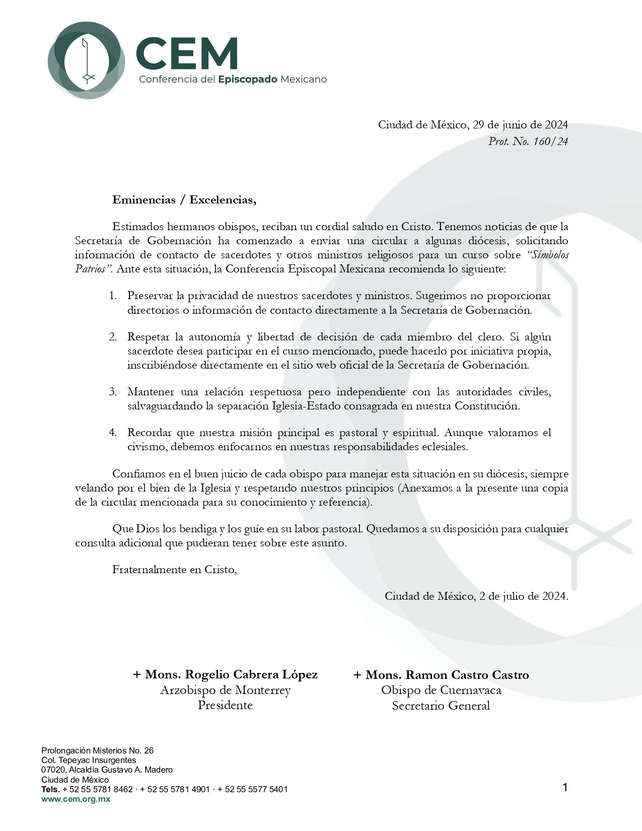Comunicado sobre circular de SEGOB page 0001