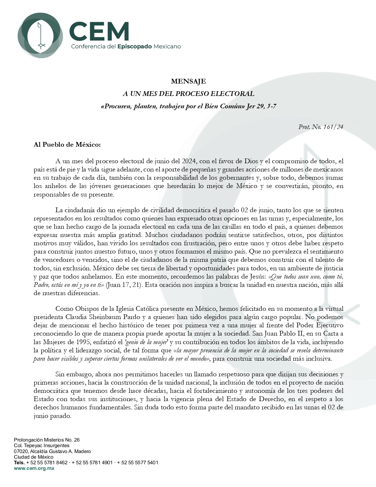Mensaje A UN MES DEL PROCESO ELECTORAL DEL 2024 page 0001