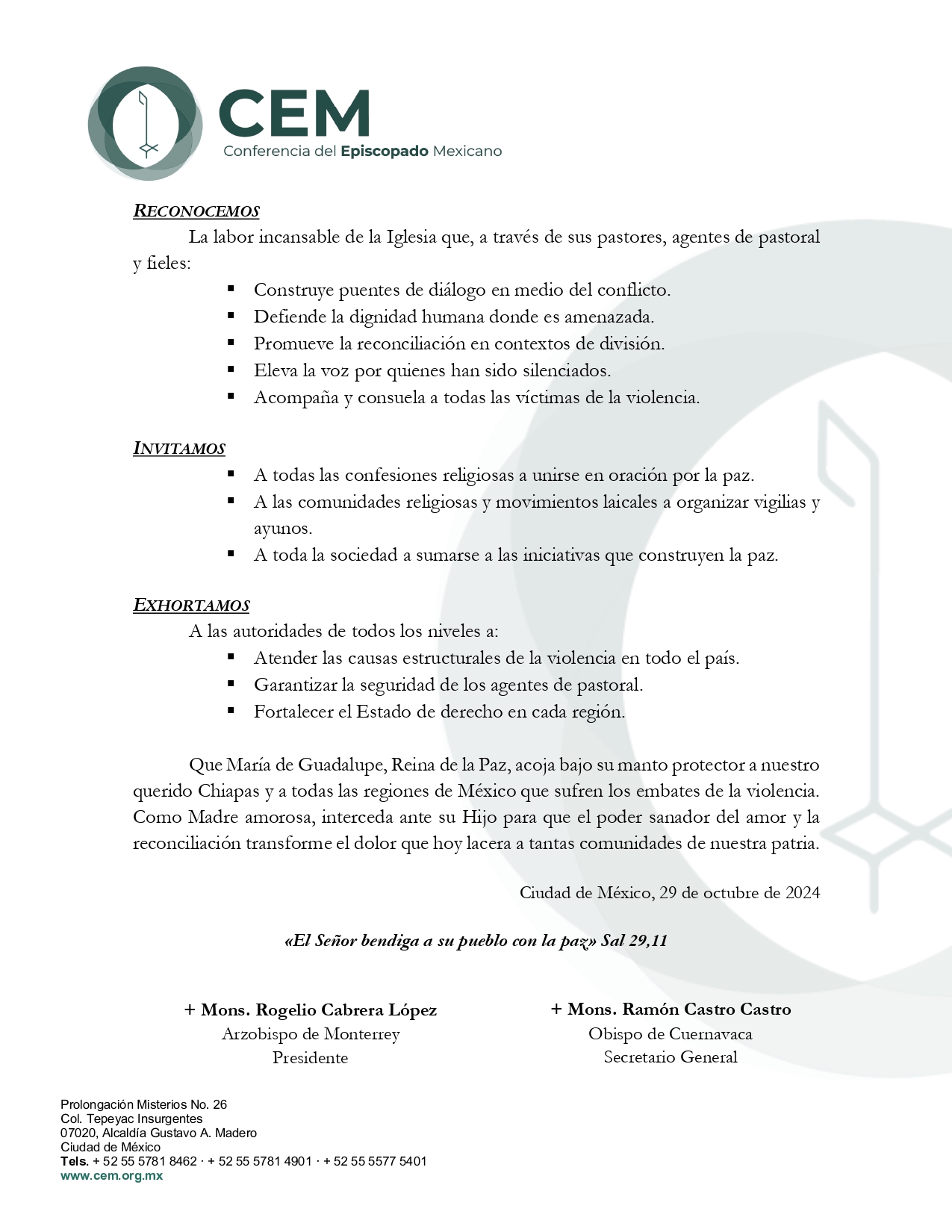 Comunicado Jornada nacional de oración por la Paz page 0003