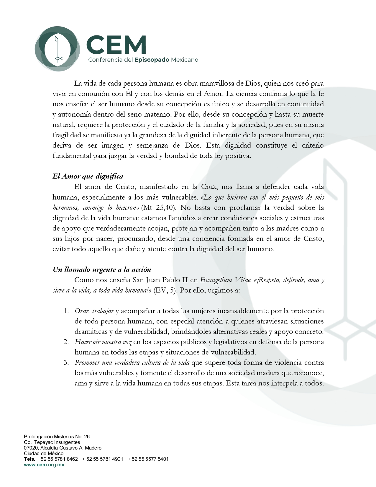 Mensaje Pastoral ante las iniciativas que atentan contra la Vida page 0002