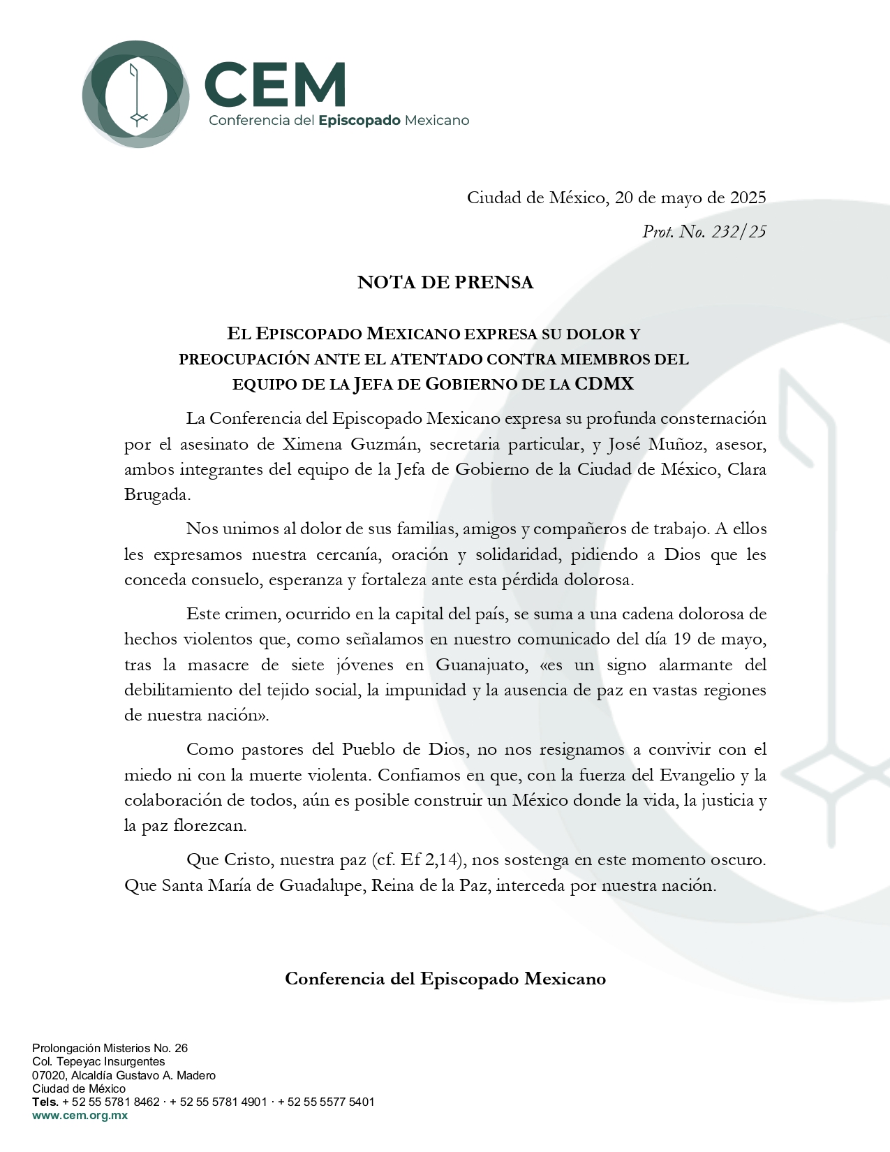 Nota de prensa ante el atentado al equipo de la Jefa de Gobierno CDMX 1 page 0001