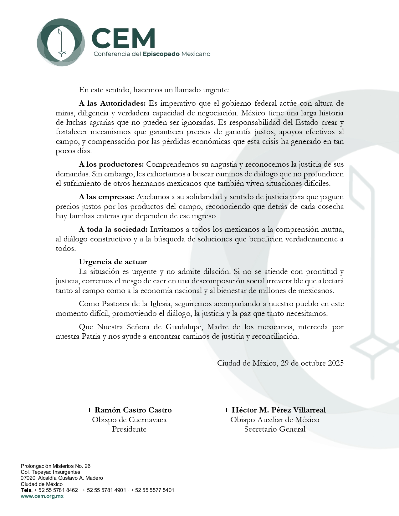 Comunicado ante la situación de los productores de maíz y bloqueos carreteros page 0002