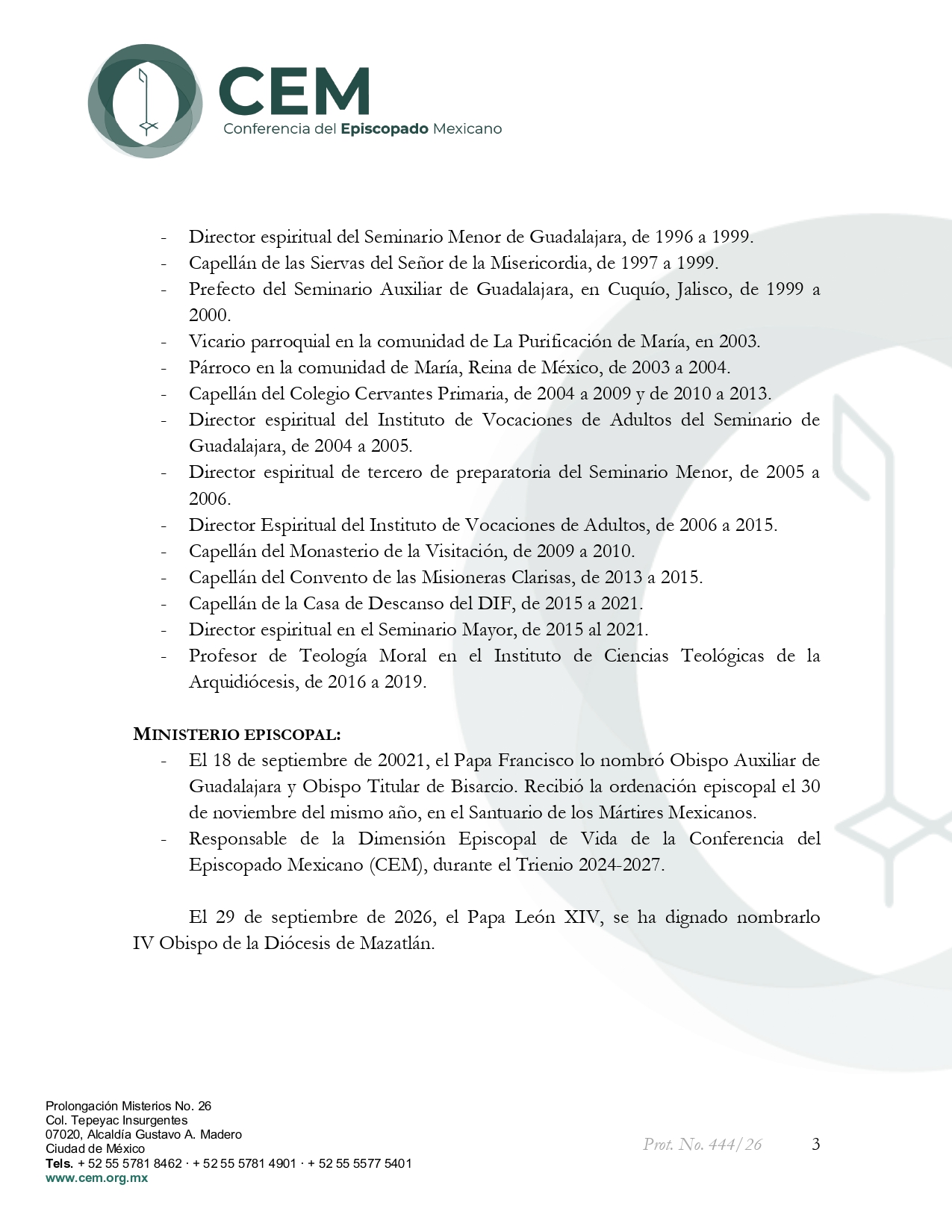 Aceptación de renuncia y sucesión Obispo de Mazatlán page 0003