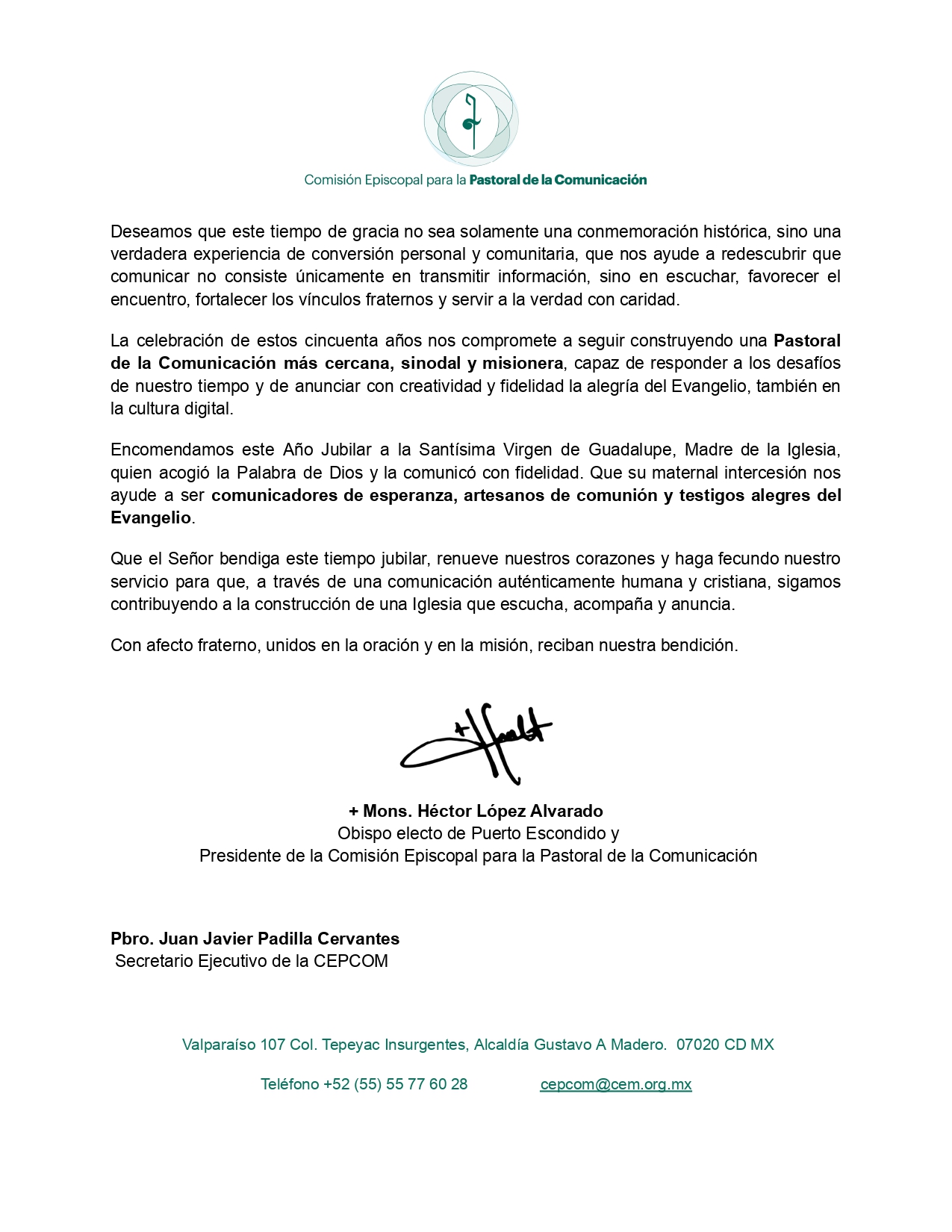 Comunicado Año Jubilar por 50 Aniv. de CEPCOM page 0003
