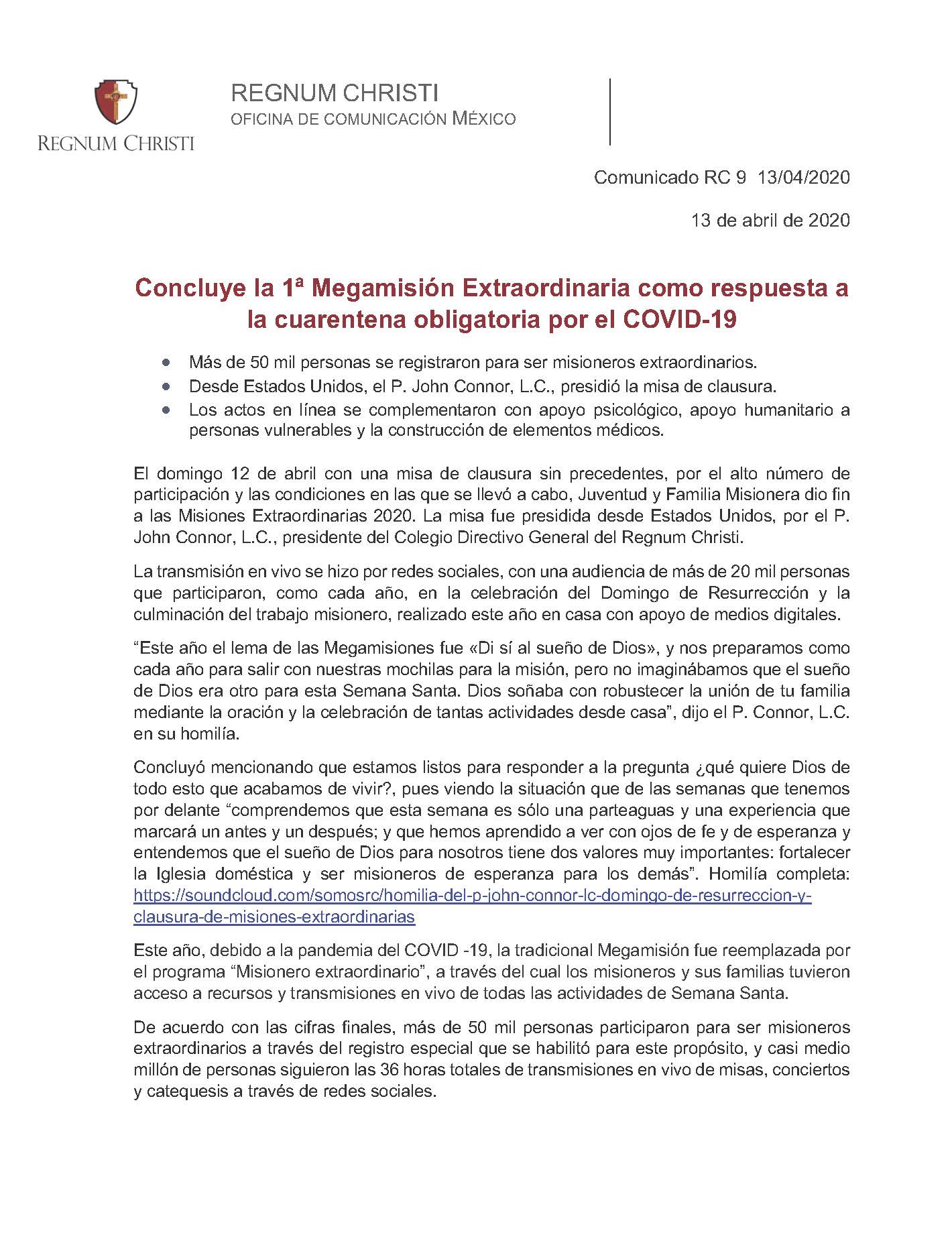 200413 Regnum Christi Concluye Megamision Página 1