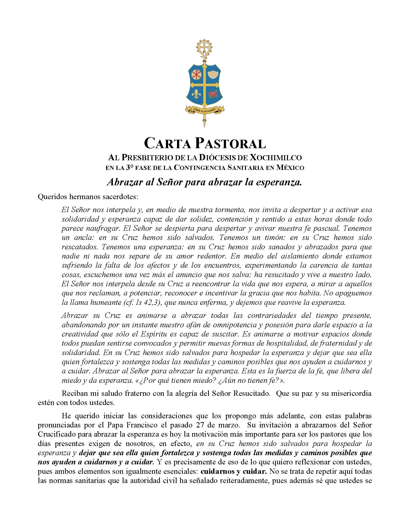 200423 Diocesis de Xochimilco Carta Pastoral Página 1