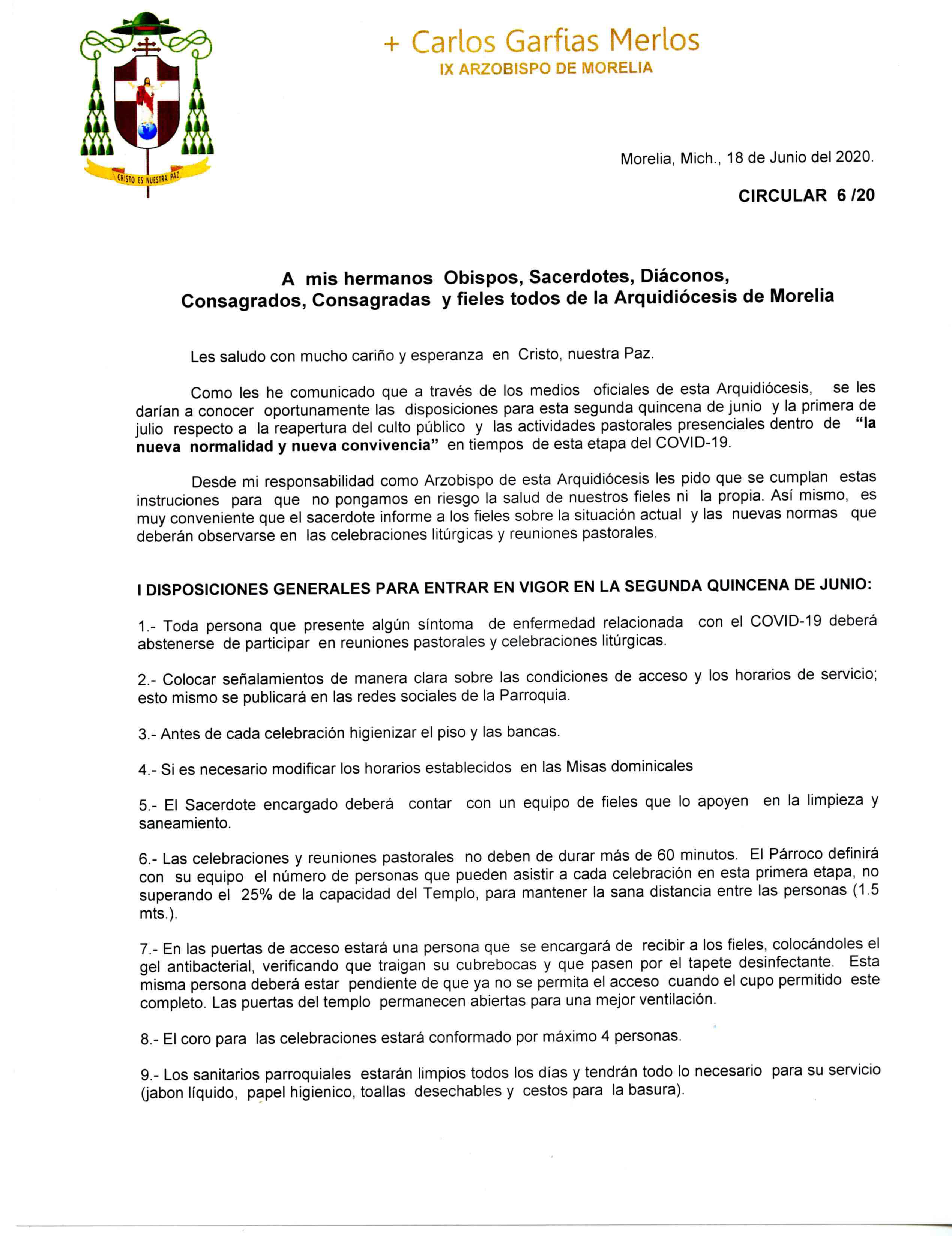 200621 Arquidiocesis de Morelia La nueva Normalidad Página 1