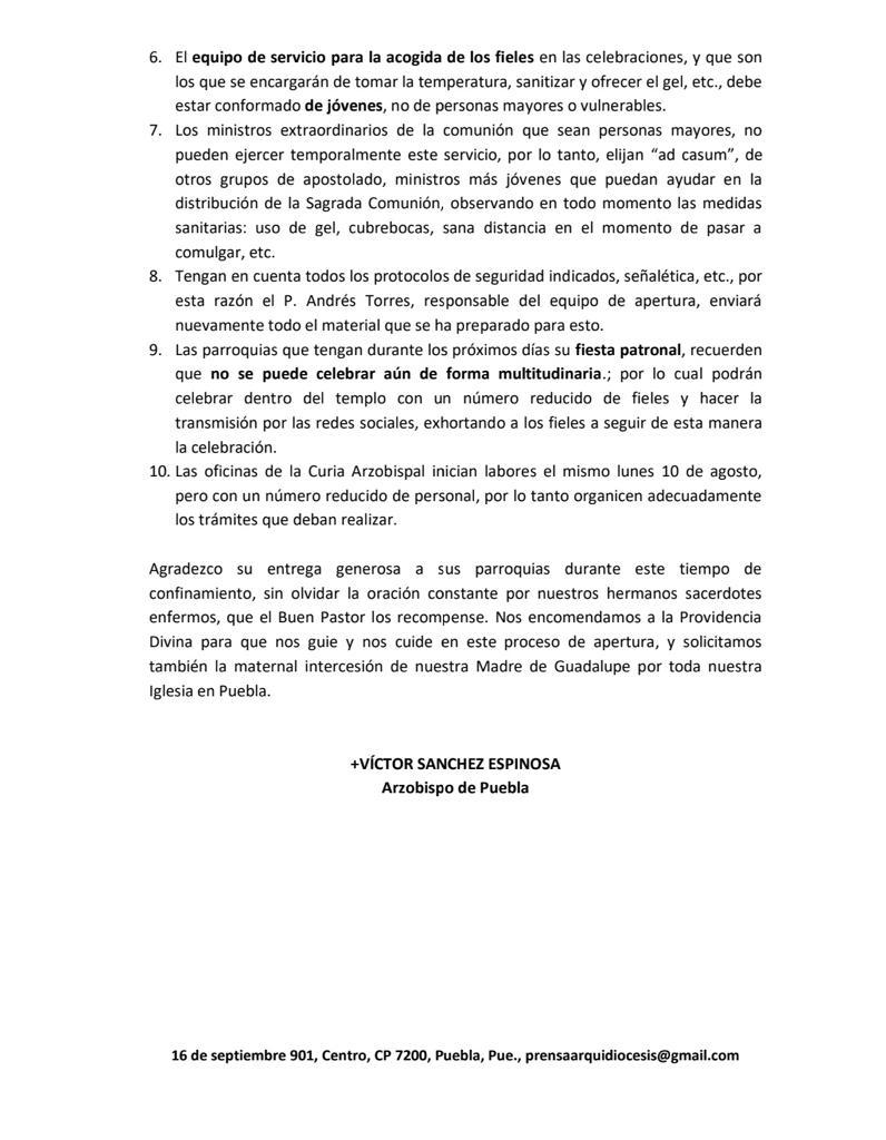 200805 Arquidiocesis de Puebla Apertura de Templos 2